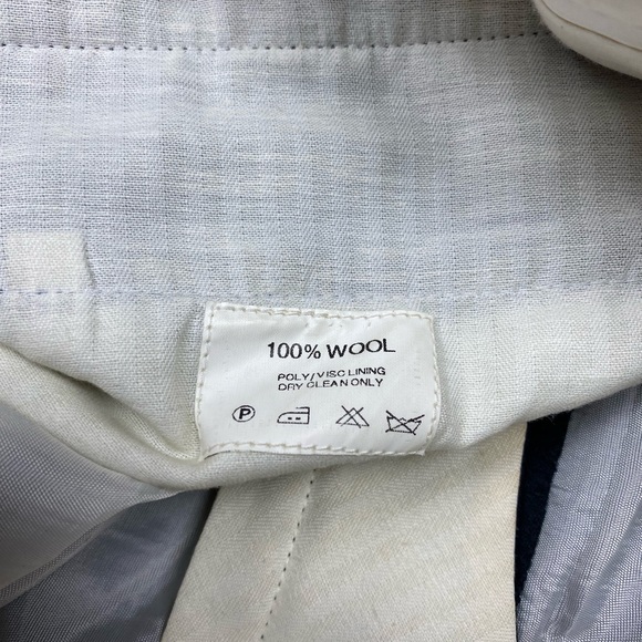 Vintage YSL Yves Saint Laurent 100% wool trousers in navy blue colour - Picture 3 of 14